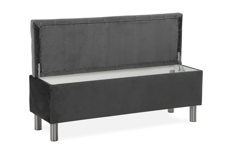 Ella Sengekiste 140cm Rutete - Mørkegrå - Møbler - Senger - Sengetilbehør & sengegavl - Oppbevaring til senger