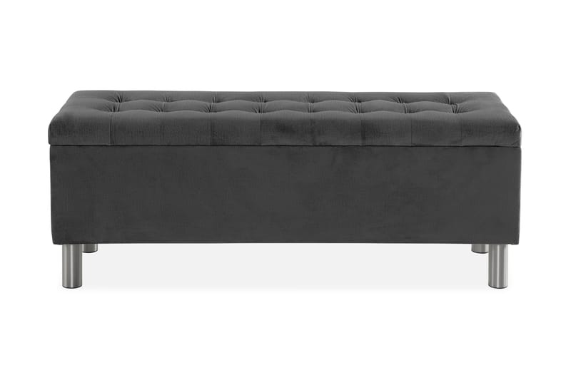 Ella Sengekiste 140cm Rutete - Mørkegrå - Møbler - Senger - Sengetilbehør & sengegavl - Oppbevaring til senger