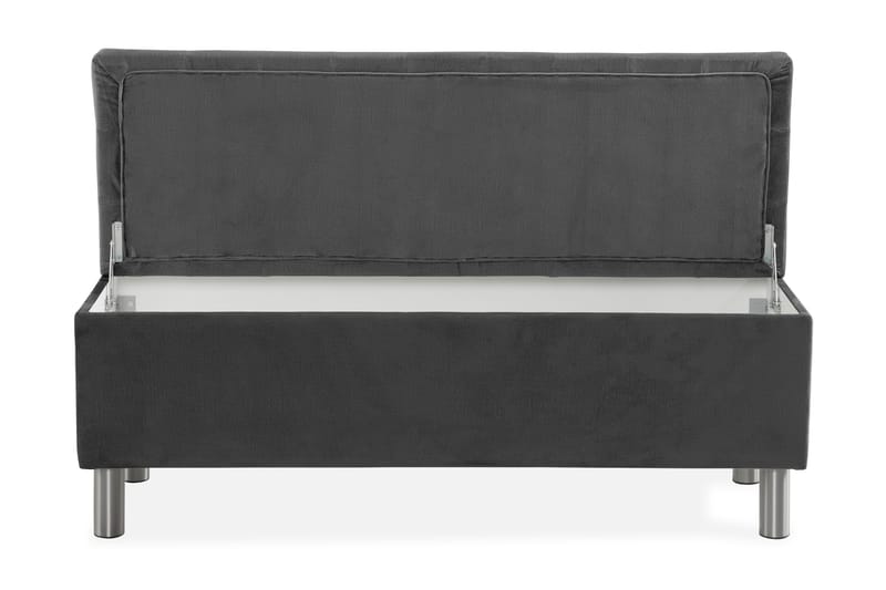 Ella Sengekiste 140cm Rutete - Mørkegrå - Møbler - Senger - Sengetilbehør & sengegavl - Oppbevaring til senger