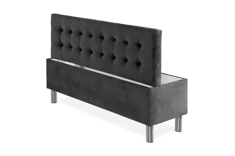 Ella Sengekiste 140cm Rutete - Mørkegrå - Møbler - Senger - Sengetilbehør & sengegavl - Oppbevaring til senger