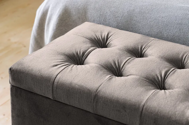 Ella Sengekiste 140cm Rutete - Svart - Møbler - Senger - Sengetilbehør & sengegavl - Oppbevaring til senger