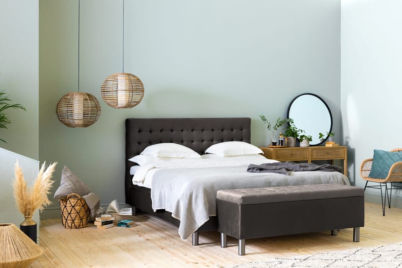 Ella Sengekiste 140cm Rutete - Svart - Møbler - Senger - Sengetilbehør & sengegavl - Oppbevaring til senger