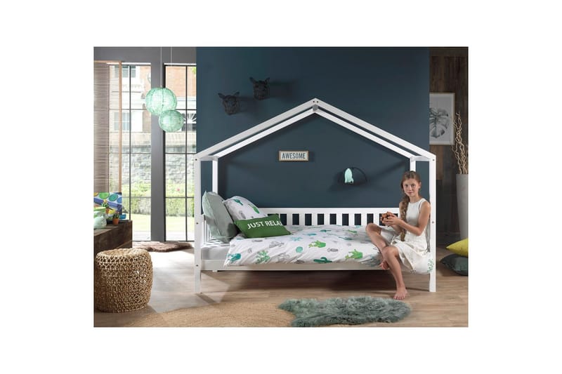 Husseng med skuff Dallas 90x200 cm Hvit, Med gjerde - Hvit, Med gjerde - Møbler - Senger - Sengetilbehør & sengegavl - Oppbevaring til senger