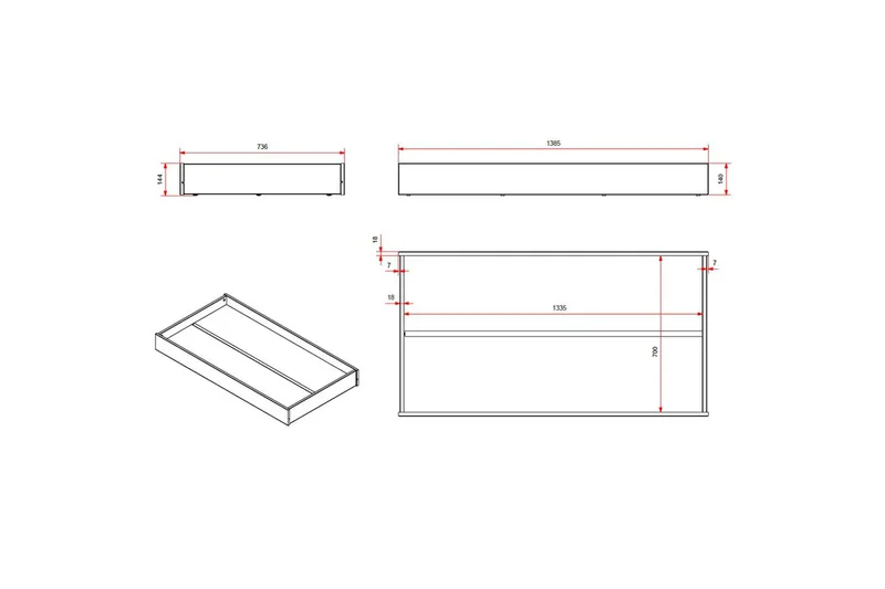 Juniorseng med rekkverk og skuff Småbarnsseng Grå - Grå - Møbler - Senger - Sengetilbehør & sengegavl - Oppbevaring til senger