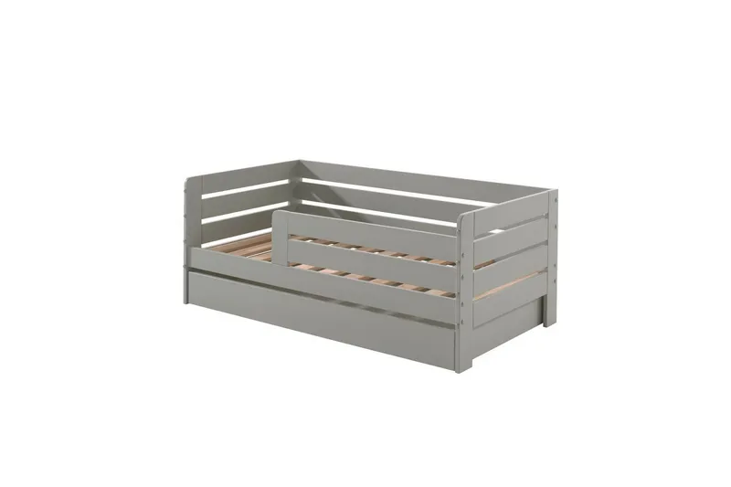 Juniorseng med rekkverk og skuff Småbarnsseng Grå, Grå