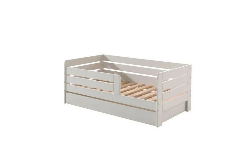 Juniorseng med rekkverk og skuff Småbarnsseng Hvit - Hvit - Møbler - Senger - Sengetilbehør & sengegavl - Oppbevaring til senger