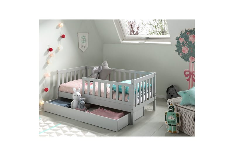 Juniorseng med skuff Småbarnsseng Grå - Grå - Møbler - Senger - Sengetilbehør & sengegavl - Oppbevaring til senger