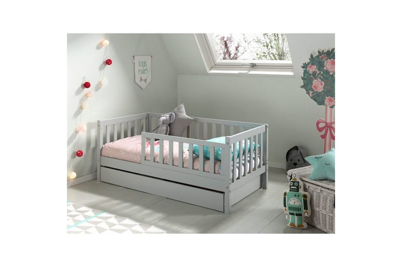 Juniorseng med skuff Småbarnsseng Grå - Grå - Møbler - Senger - Sengetilbehør & sengegavl - Oppbevaring til senger