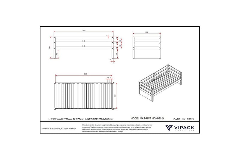 Køyeseng med en skuff Margarit - Møbler - Senger - Sengetilbehør & sengegavl - Oppbevaring til senger