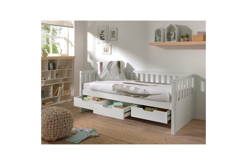 Kabin seng Fritz Hvit, Med skuff - Hvit, Med skuff - Møbler - Senger - Sengetilbehør & sengegavl - Oppbevaring til senger