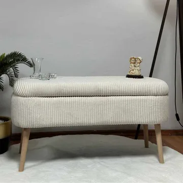 Pouffe with Storage Atelier Del Sofa Cream - Møbler - Senger - Sengetilbehør & sengegavl - Oppbevaring til senger