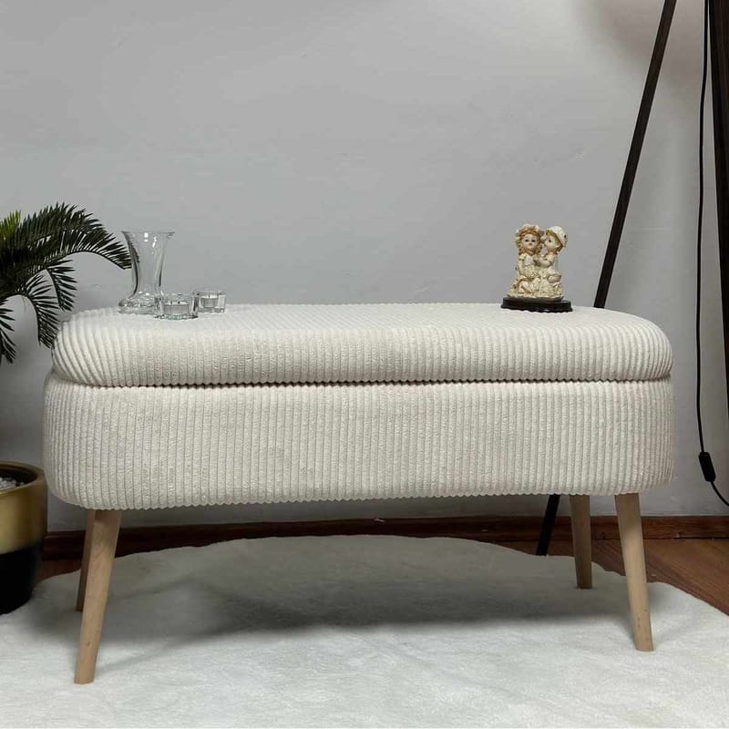 Pouffe with Storage Atelier Del Sofa Cream - Møbler - Senger - Sengetilbehør & sengegavl - Oppbevaring til senger