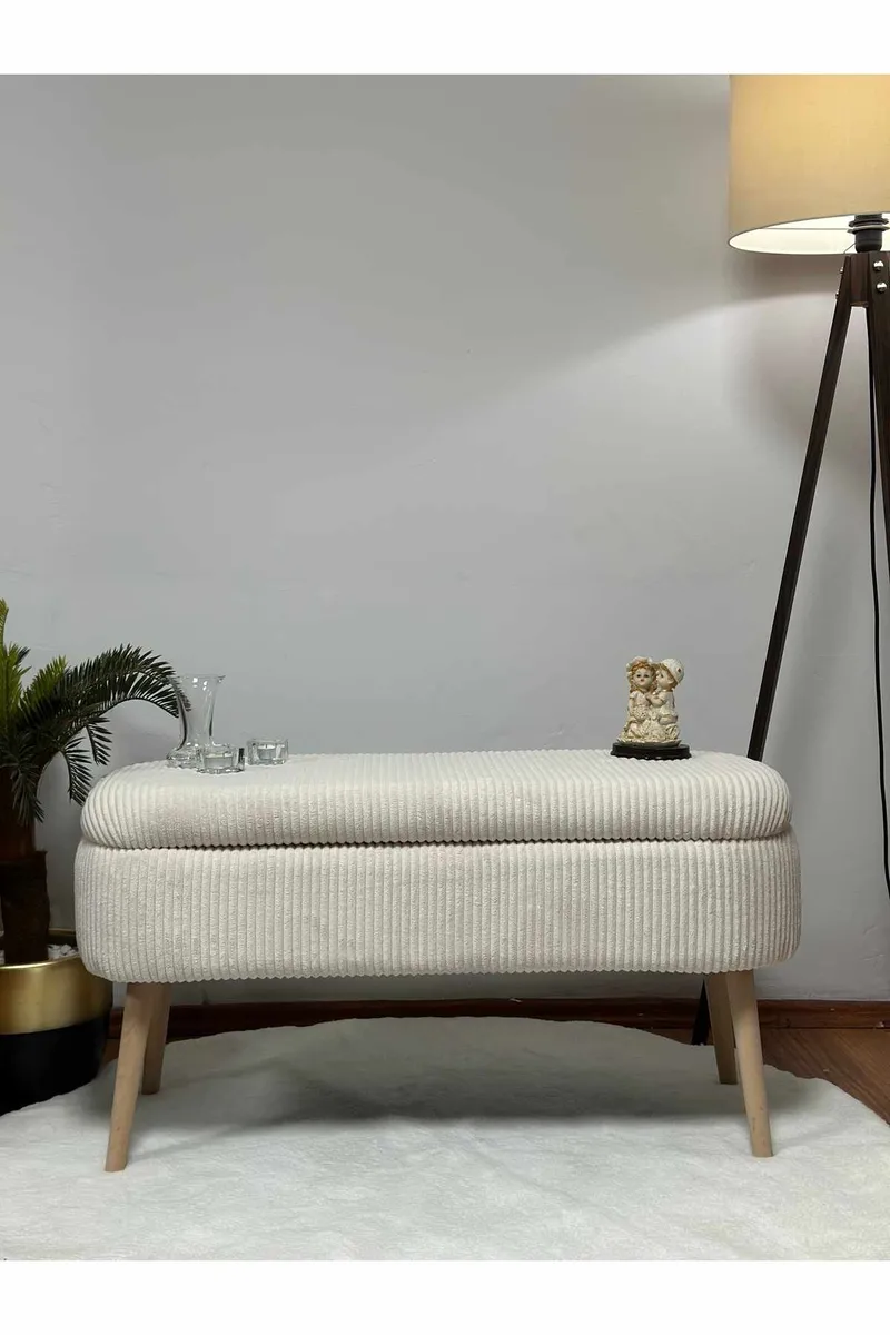 Pouffe with Storage Atelier Del Sofa Cream - Møbler - Senger - Sengetilbehør & sengegavl - Oppbevaring til senger