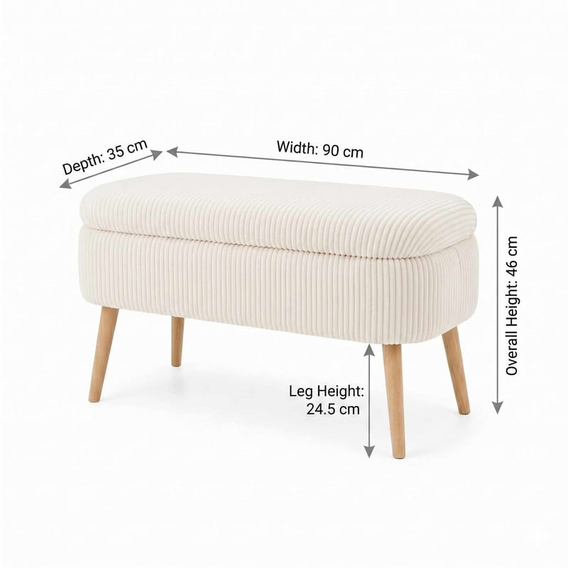 Pouffe with Storage Atelier Del Sofa Cream - Møbler - Senger - Sengetilbehør & sengegavl - Oppbevaring til senger