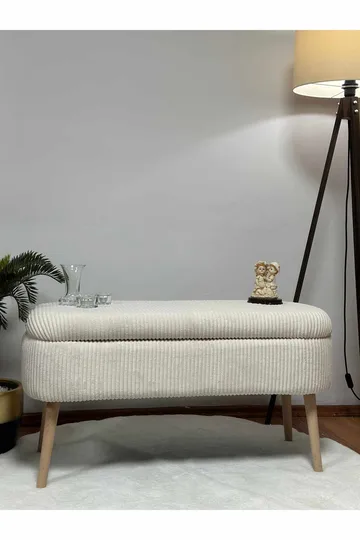 Pouffe with Storage Atelier Del Sofa Cream - Møbler - Senger - Sengetilbehør & sengegavl - Oppbevaring til senger