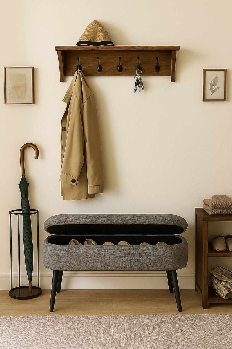 Pouffe with Storage Atelier Del Sofa Grå - Møbler - Senger - Sengetilbehør & sengegavl - Oppbevaring til senger