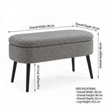 Pouffe with Storage Atelier Del Sofa Grå - Møbler - Senger - Sengetilbehør & sengegavl - Oppbevaring til senger
