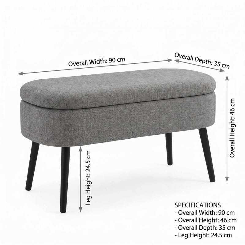 Pouffe with Storage Atelier Del Sofa Grå - Møbler - Senger - Sengetilbehør & sengegavl - Oppbevaring til senger