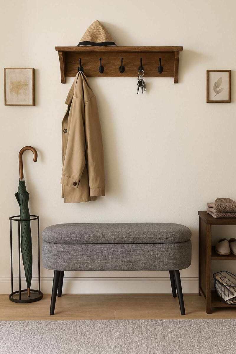 Pouffe with Storage Atelier Del Sofa Grå - Møbler - Senger - Sengetilbehør & sengegavl - Oppbevaring til senger