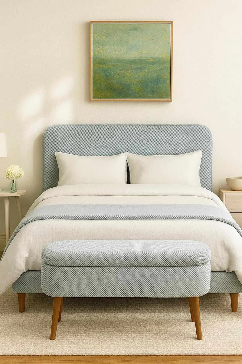 Pouffe with Storage Atelier Del Sofa Lys grå - Lysegrå, Brun - Møbler - Senger - Sengetilbehør & sengegavl - Oppbevaring til senger