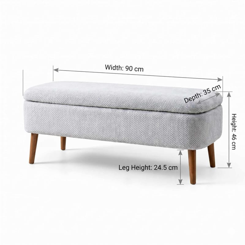 Pouffe with Storage Atelier Del Sofa Lys grå - Møbler - Senger - Sengetilbehør & sengegavl - Oppbevaring til senger