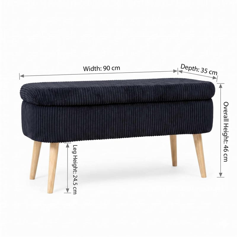 Pouffe with Storage Atelier Del Sofa Svart - Møbler - Senger - Sengetilbehør & sengegavl - Oppbevaring til senger