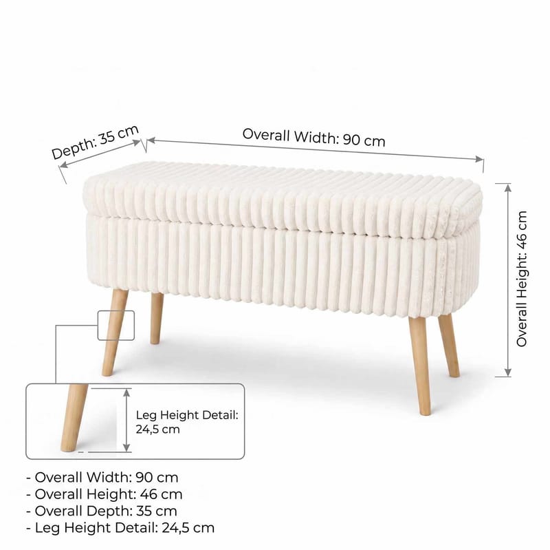 Pouffe with Storage Atelier Del Sofa Toscano Cream - Møbler - Senger - Sengetilbehør & sengegavl - Oppbevaring til senger