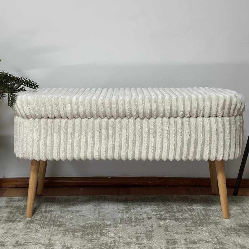 Pouffe with Storage Atelier Del Sofa Toscano Cream - Møbler - Senger - Sengetilbehør & sengegavl - Oppbevaring til senger