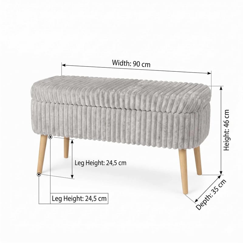 Pouffe with Storage Atelier Del Sofa Toscano Grey - Møbler - Senger - Sengetilbehør & sengegavl - Oppbevaring til senger