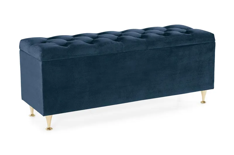 Royal Velvet Sengekiste Fløyel - Mørkeblå - Møbler - Senger - Sengetilbehør & sengegavl - Oppbevaring til senger - Sengekiste