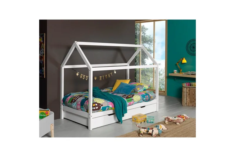 Seng med skuff Dallas Hvit - Hvit - Møbler - Senger - Sengetilbehør & sengegavl - Oppbevaring til senger