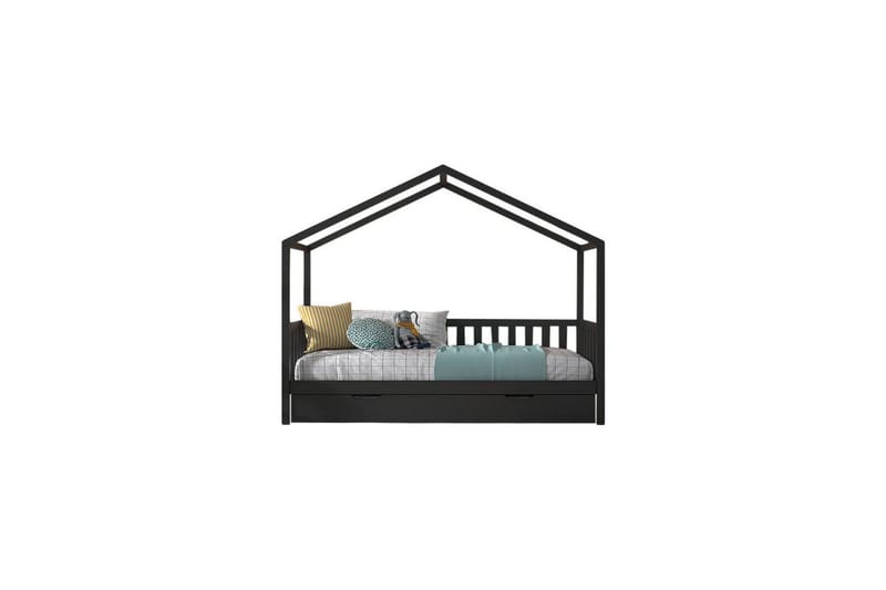 Seng med Skuff og Gjerde Dallas 90x200 cm Antrasitt - Antrasitt - Møbler - Senger - Sengetilbehør & sengegavl - Oppbevaring til senger