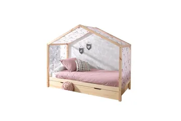 Seng uten gjerde og tekstilsett skuff Dallas 90x200 cm Naturlig - Naturlig - Møbler - Senger - Sengetilbehør & sengegavl - Oppbevaring til senger