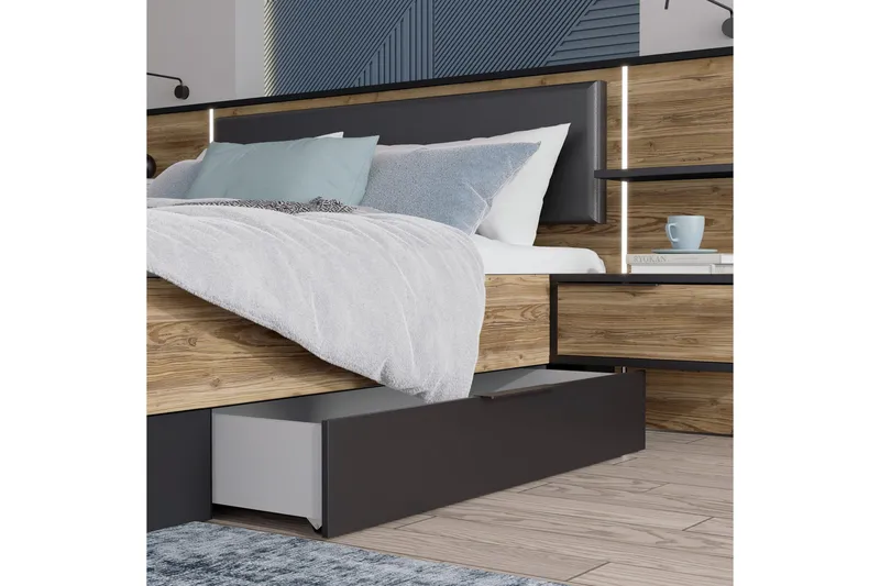 Vergina Sengeskuffer 2-pk - Svart/Grå - Møbler - Senger - Sengetilbehør & sengegavl - Oppbevaring til senger