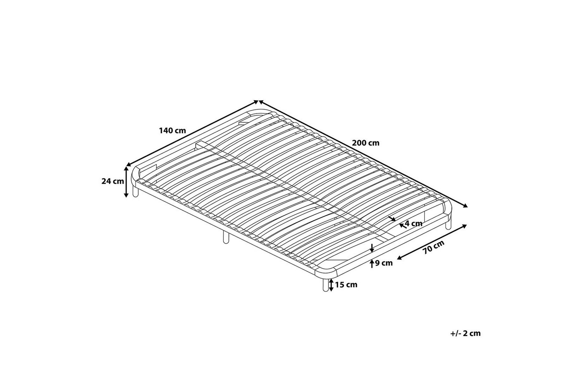 Basic Ribbebunn 140|200 Cm - Hvit - Møbler - Senger - Sengetilbehør & sengegavl - Ribbebunn