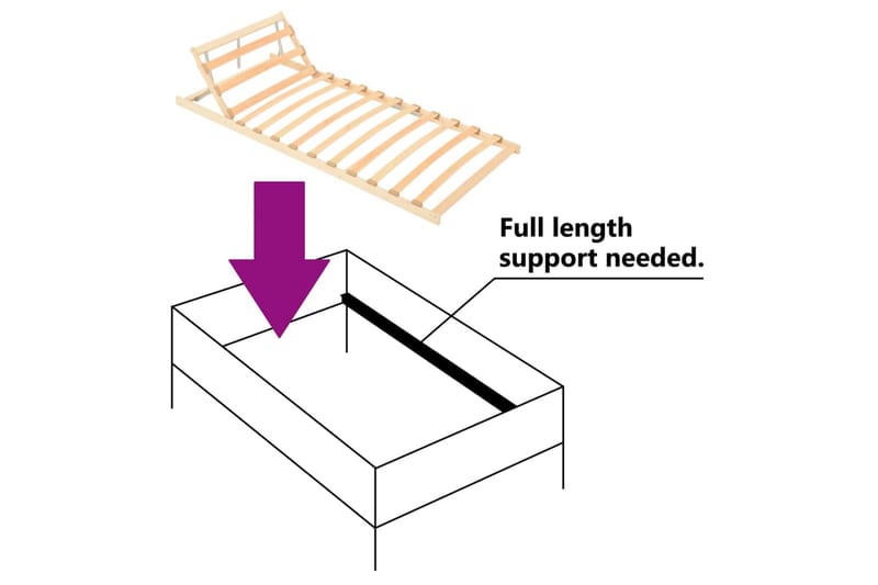 Spilebase med 13 lameller og justerbar hodegavl 70x200 cm - Brun - Møbler - Senger - Sengetilbehør & sengegavl - Ribbebunn