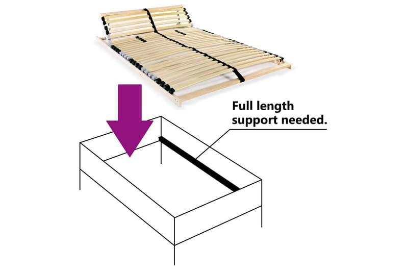 Spilebase med 28 lameller 7 soner 140x200 cm - Tre - Ribbebunn