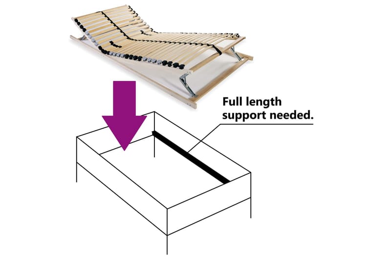 Spilebase med 28 lameller 7 soner 90x200 cm - Tre - Møbler - Senger - Sengetilbehør & sengegavl - Ribbebunn