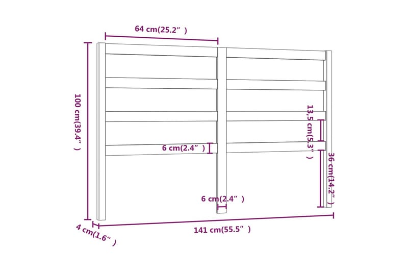 Sengegavl 141x4x100 cm heltre furu - Brun - Sengegavl