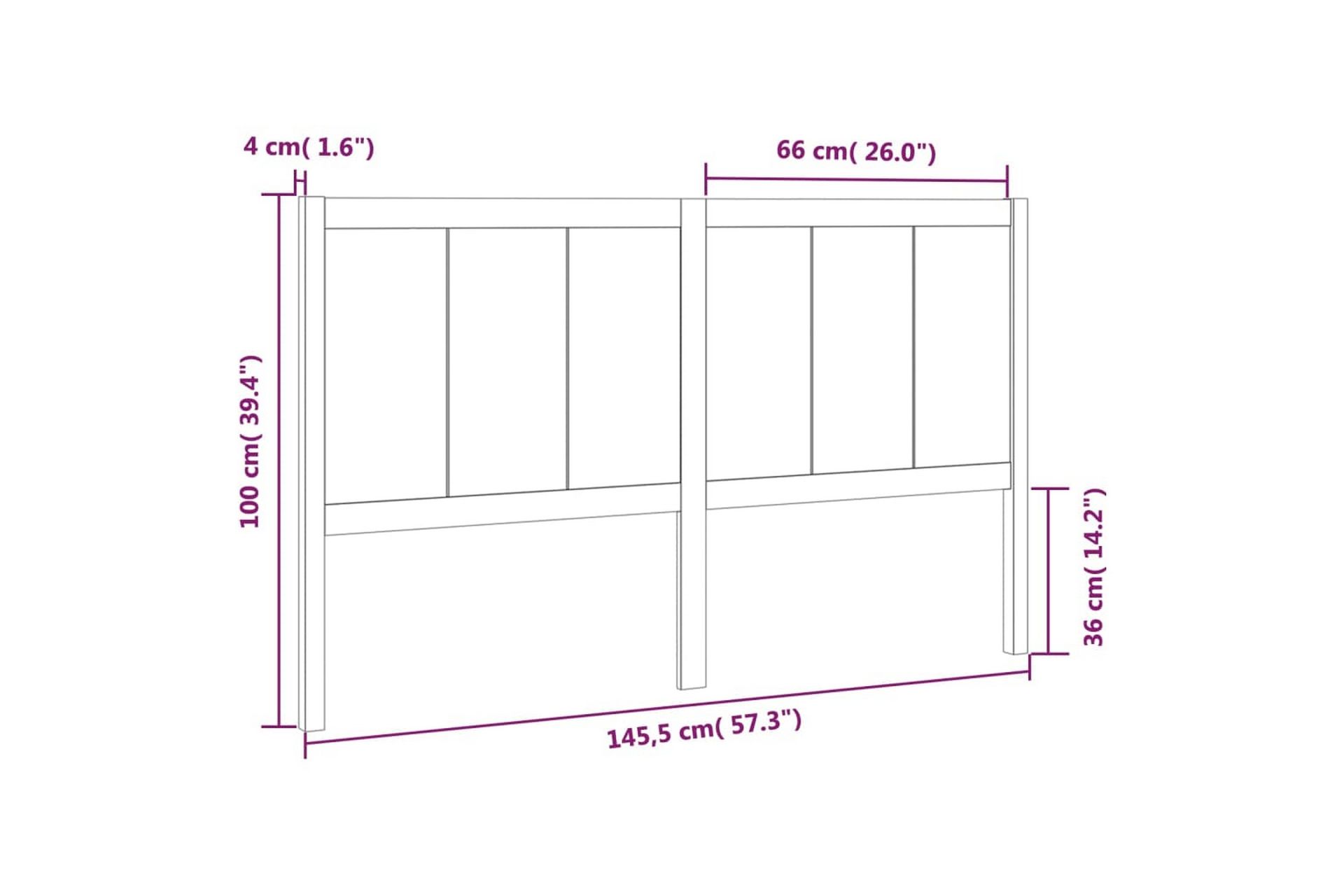 Sengegavl 145,5x4x100 cm heltre furu - Brun - Møbler - Senger - Sengetilbehør & sengegavl - Sengegavl
