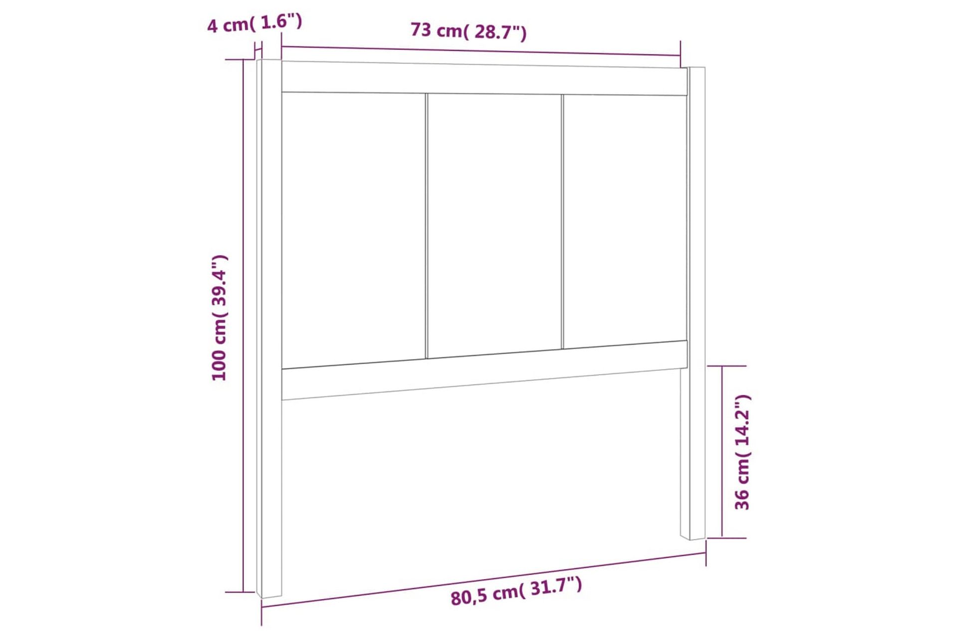 Sengegavl 80,5x4x100 cm heltre furu - Brun - Møbler - Senger - Sengetilbehør & sengegavl - Sengegavl