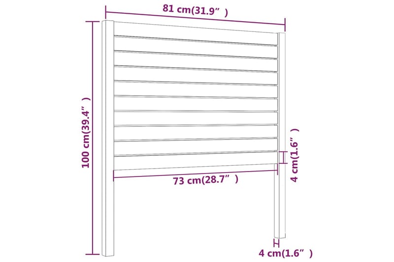 Sengegavl 81x4x100 cm heltre furu - Brun - Sengegavl