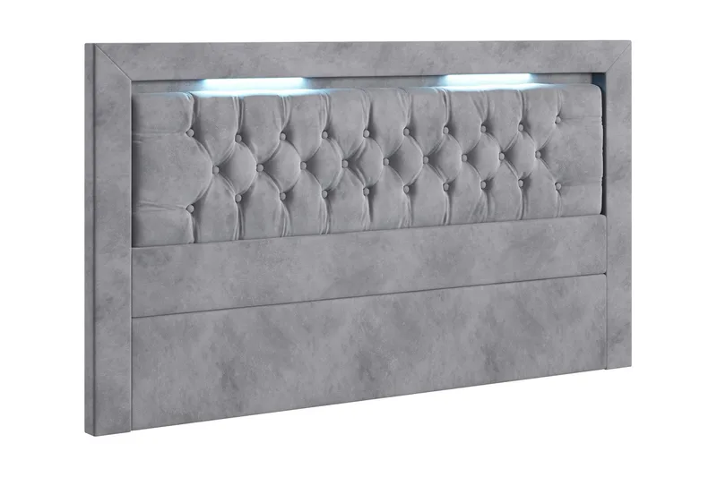 Arona Sengegavl 160 cm med Belysning Fløyel, Grå