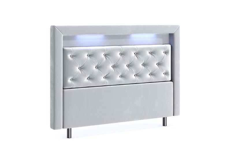 Hilton Velvet LED Gavl 140 - Lysegrå - Møbler - Senger - Sengetilbehør & sengegavl - Sengegavl