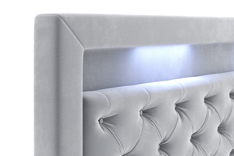 Hilton Velvet LED Gavl 140 - Lysegrå - Møbler - Senger - Sengetilbehør & sengegavl - Sengegavl