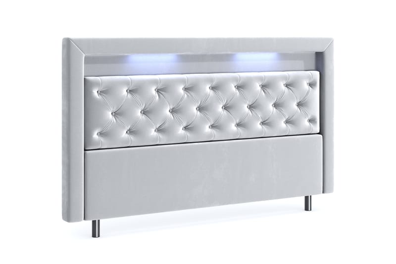 Hilton Velvet LED Gavl 200 - Lysegrå - Møbler - Senger - Sengetilbehør & sengegavl - Sengegavl