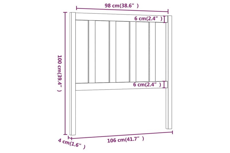 Sengegavl hvit 106x4x100 cm heltre furu - Hvit - Sengegavl