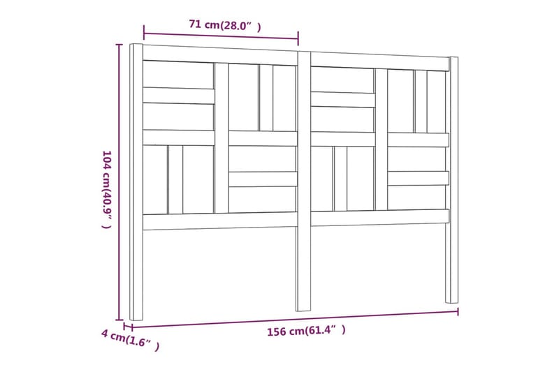 Sengegavl hvit 156x4x104 cm heltre furu - Hvit - Sengegavl