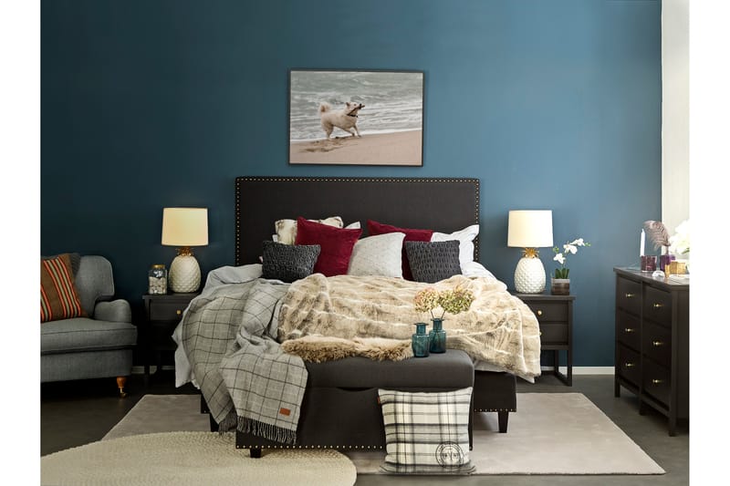 Jolie Sengegavl 185x120 cm Lav - Svart - Møbler - Senger - Sengetilbehør & sengegavl - Sengegavl