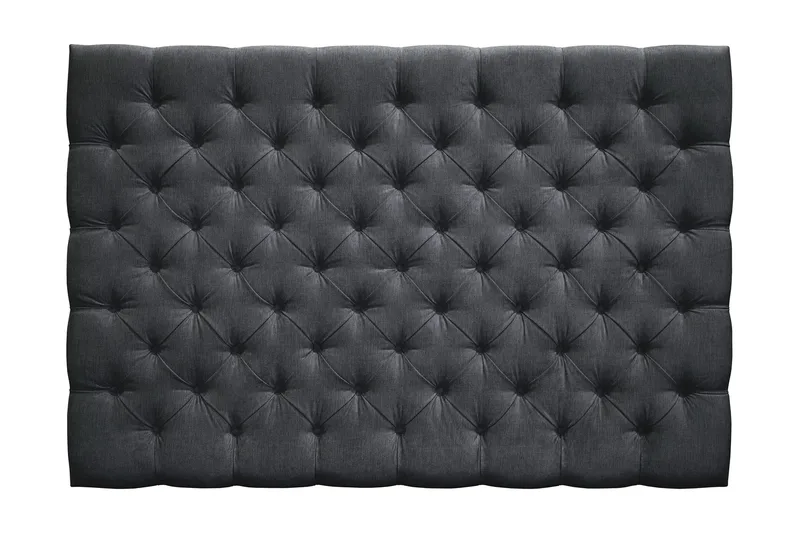 Joluma Polstret Sengegavl & Hodegavl 160 cm i Stoff med Knapper, Svart